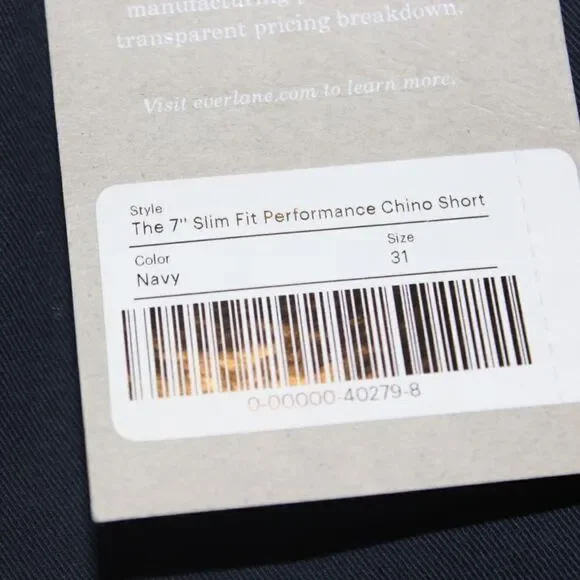 NWT Everyone The 7" Slim Fit Performance Chino Navy Blue shorts Men's Size 31 - Picture 5 of 11